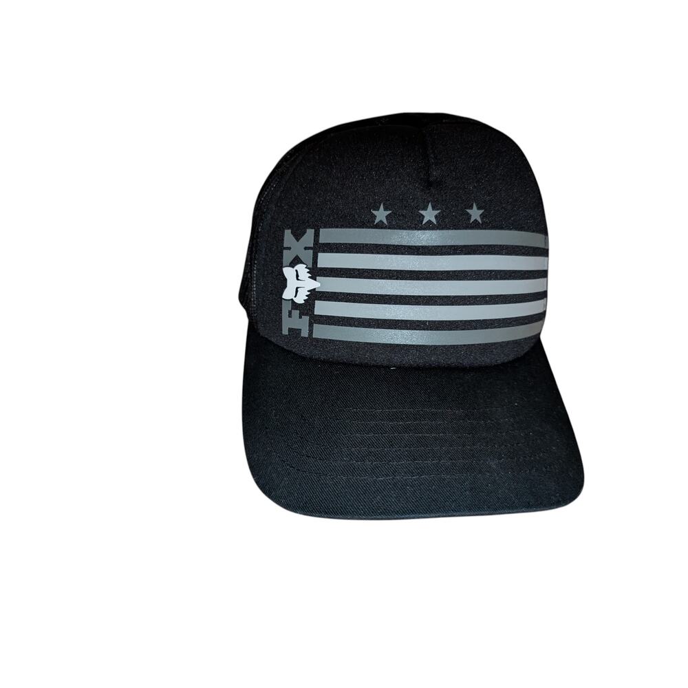 Fox Racing Black Trucker Hat OSFA Snapback Mesh Adjustable Cap